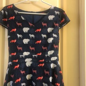 SM Wardrobe V neck dress - foxes and polar bears - Size L